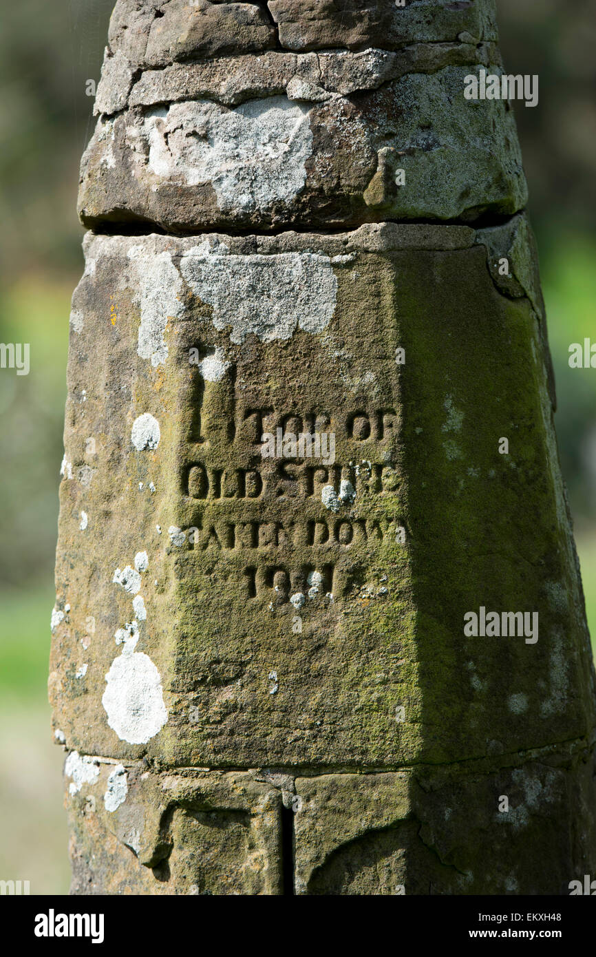 Old church spire in St. Deinst`s churchyard, Llangarron, Herefordshire, England, UK Stock Photo